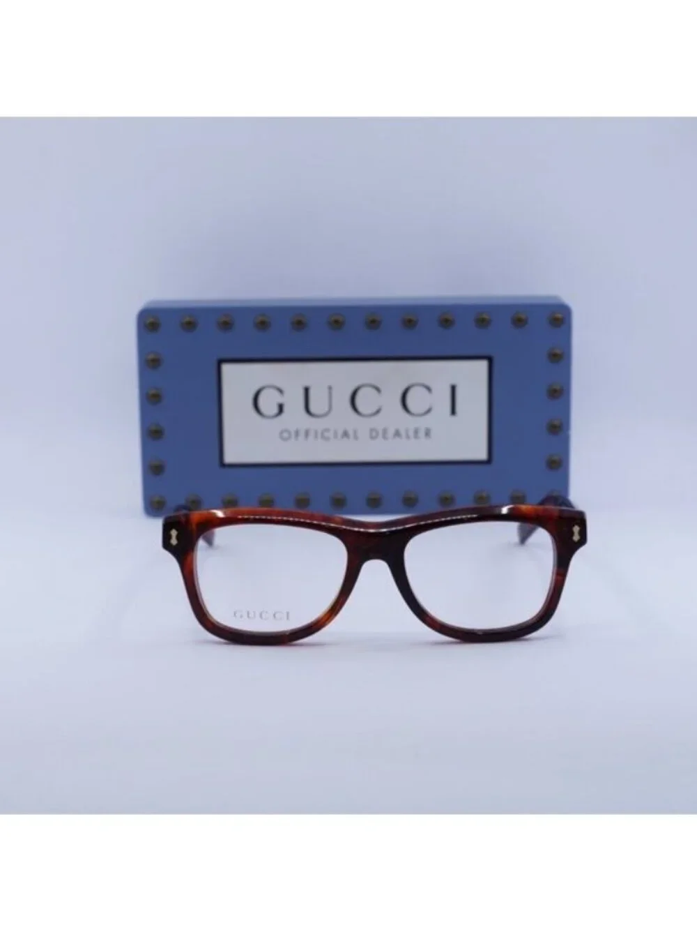 Gucci GG1526O 003 Square Eyeglasses Shiny Reddish Havana 52mm
